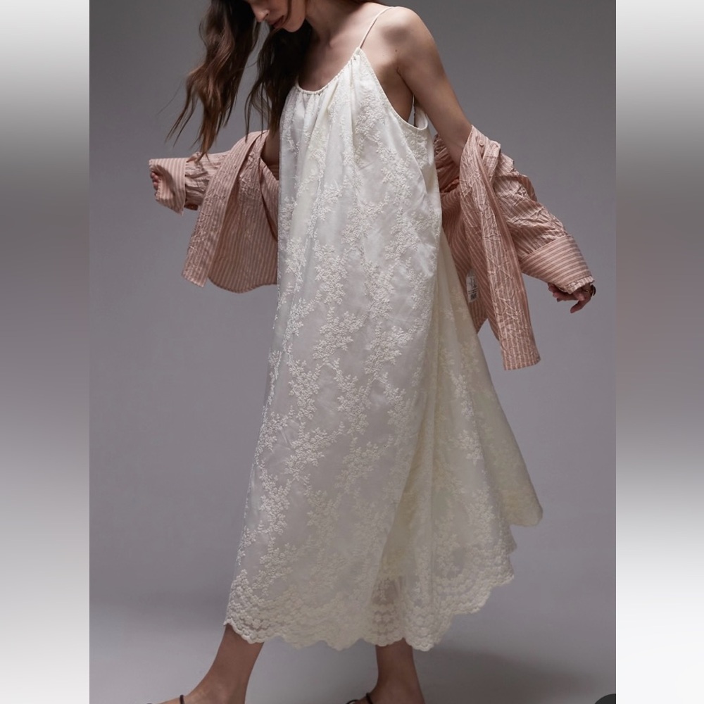 Topshop embroidered/lace midi dress